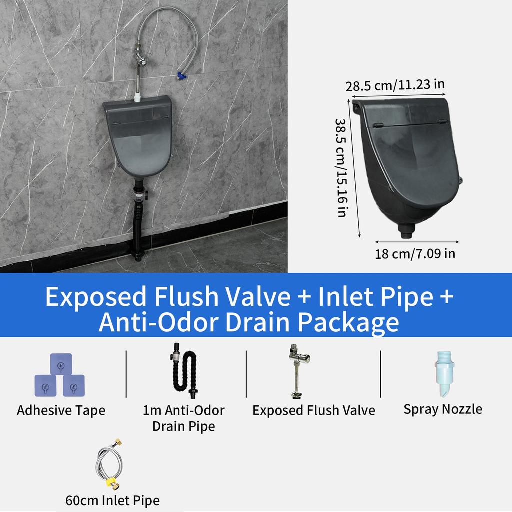 Wall Mounted Urinal Wall Mounted Bathroom Washout Urinal Adjustable Flushing Urine Diverter with Hose for Dorm Vehicle RV