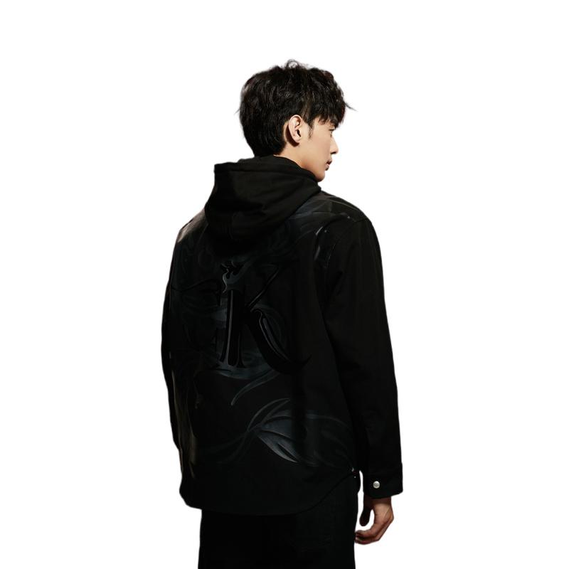 Calvin Klein Lunar New Year Series Printed Detachable Hooded Shirt Jacket Men Jacket Space-Black J324912