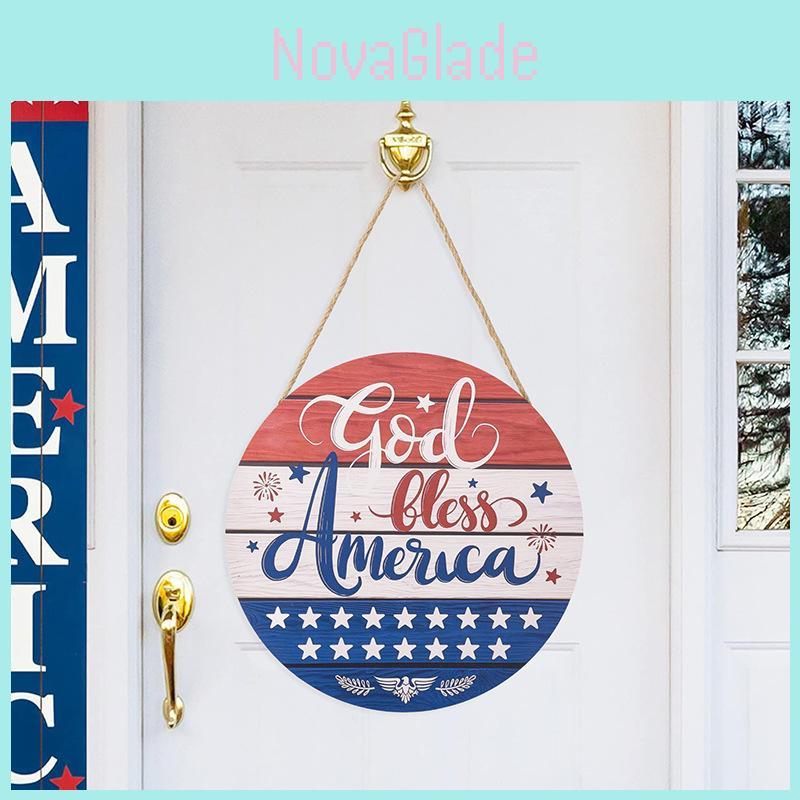Stylish Red White Blue Patriotic Welcome Sign For July Fourth Independence Day Decor