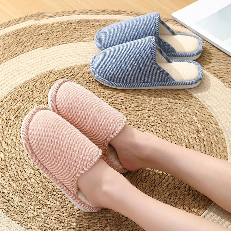 Женские и мужские льняные тапочки для дома Мягкие дышащие шлепанцы для пар Шлепанцы — фото 6