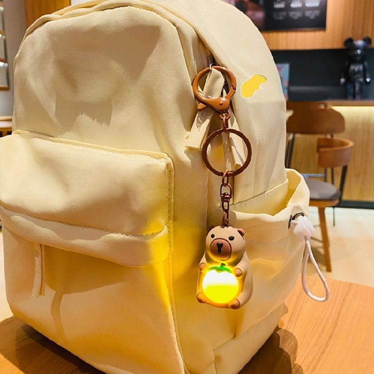 Eye Catching Capybara Key Pendant Playful Light Up Capybara Key Chain Pendant Charm for Backpacks and Everyday Use
