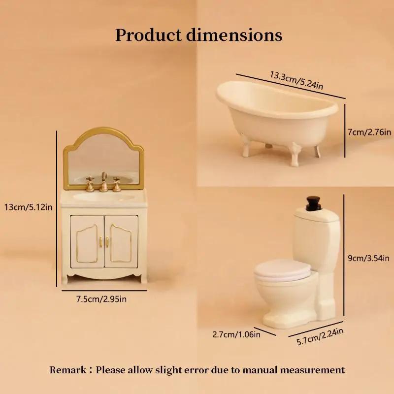 1/12 Dollhouse Simulation Bathtub Toilet Wash Basin Cabinet Model Dollhouse Bathroom Furniture Decoration Doll House Accessories