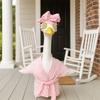3Pcs Porch Outfit Statue Clothes Plush Pink Bathrobe with Spa Headwrap Cucumber Eyes Funny Outdoor Decoration