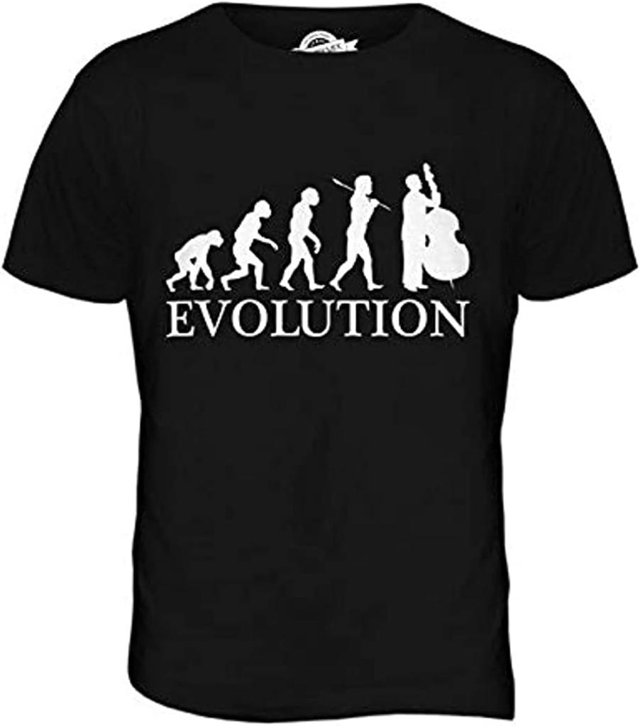 Double Bass Player Evolution of Man Mens T Shirt Tee