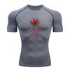 Men's Compression Sport T-Shirt, Red Spider Lily Koi Fish Printed Quick Dry Athletic Workout Shirt for Gym Running Active Training Wear