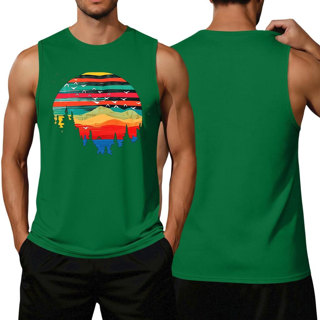 Men's Loose Casual Hawaiian Print Sleeveless Top