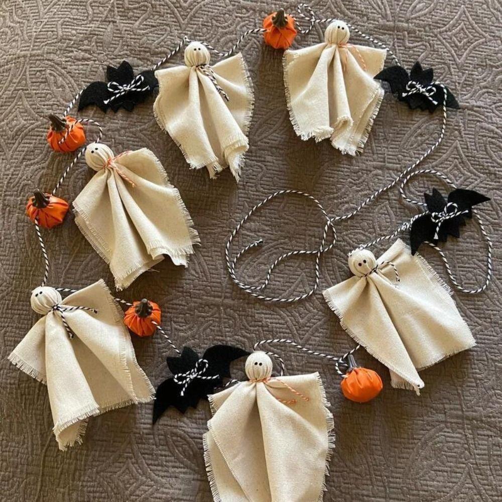 

Bat Linen Ghosts Banner Ghost Halloween Flag Pulling Halloween Decorations Banner Scene Layout 2.8m