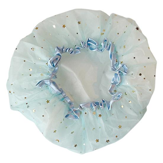 Shower Bonnet with Elastic Band Double Layer Waterproof Star Pattern Printed Hat Hair Protection Reusable Women Girl Bathing Hat Hair Wrap Caps
