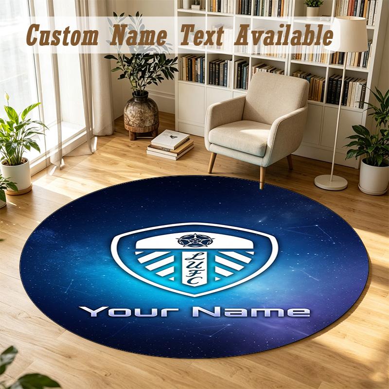 Round Rug Custom NameLeeds United Pattern Non Slip Carpet Home Floor Decor