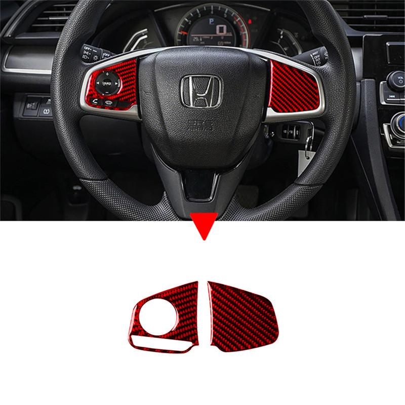 Carbon Fiber Car Steering Wheel Button Trim Cover Frame Stickers For Honda Civic 2016-2019 Car Styling Accessories