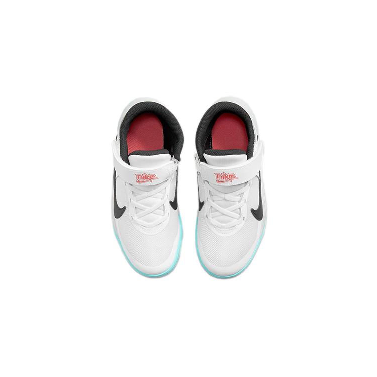Nike Team Hustle D 10 Flyease Low Top Basketball Shoes White Blue Children Aged 3 7 Years Old DD7302-102