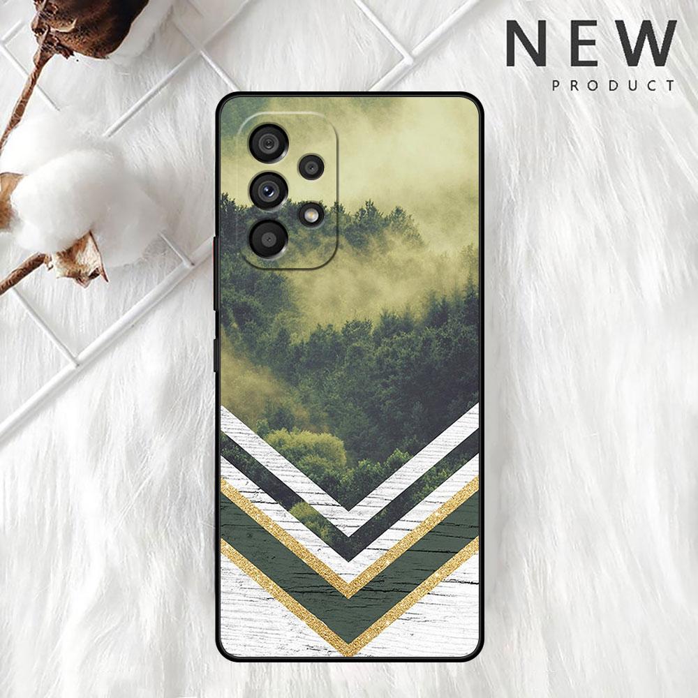 Forest Geometry Wood Nature Case For Samsung Galaxy A52 A53 A13 A12 A32 A33 A51 A21s A71 A23 A31 A22 5G Black Phone Shell
