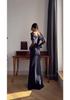 European Cross-Border 2025 Elegant Long Sleeve Long Retro Dress Women