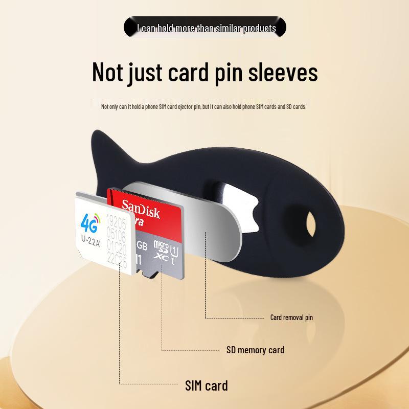 Creative Keychain with Phone SIM Card Removal Pin and Anti-lost Memory Card Sleeve