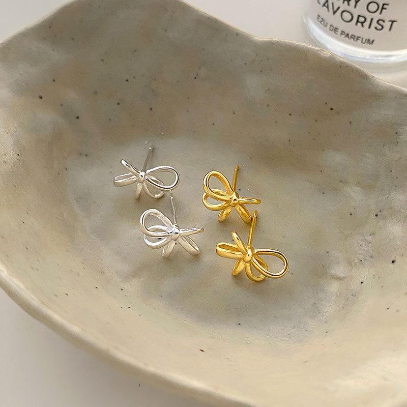 925 Sterling Silver Jewelry Cute Bowknot Stud Earrings for Women Girls Party Jewelry For Girls Friend Gift