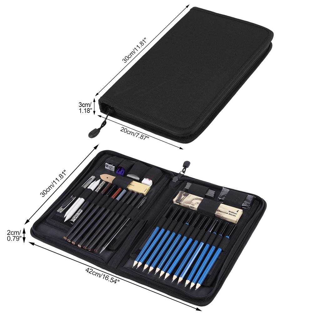 40PCS Professional Sketching Drawing Pencils Kit Set Art Supplies Students Painting Tool