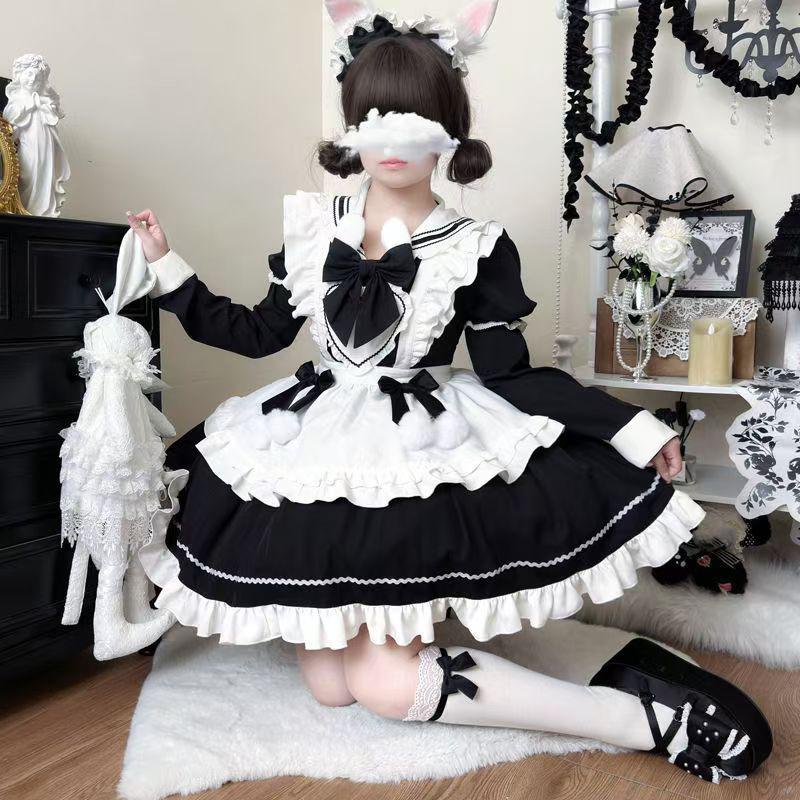 Lolita Pink Dress Women's Sweet Girl Big Bow Kawaii Short Party Dress Spring