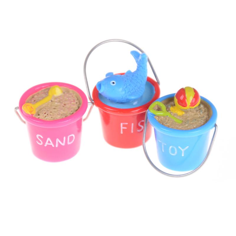 1:12 Dollhouse Miniature Diy Model Toys Scene Accessories Beach Bucket Ornament