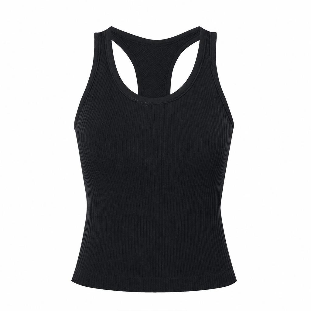 LU Women's American-Style Ribbed Yoga Tank Top with Bra Pads - New Summer Collection