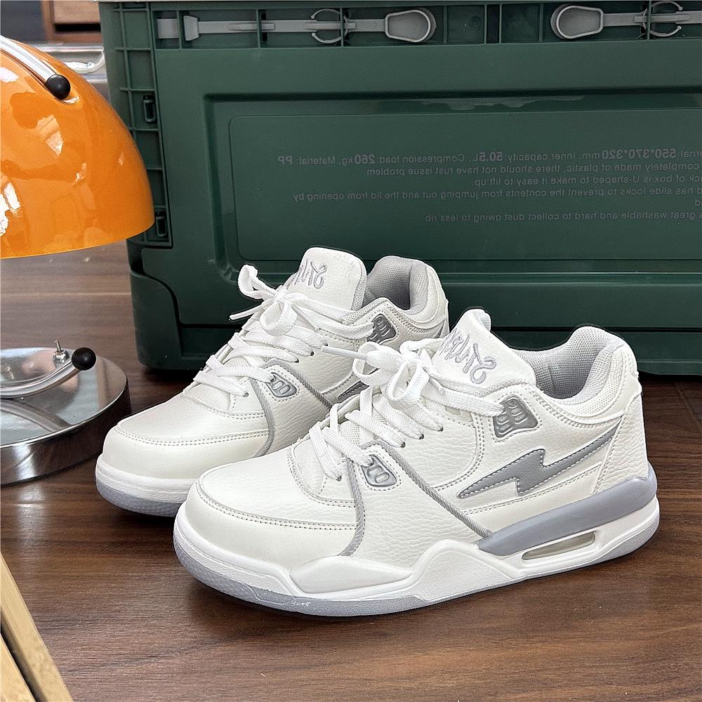 Hong Kong Style Men's Air Cushion Sports Shoes - 2025 Summer Trend, Thick Sole Casual White Sneakers for Students and Couples