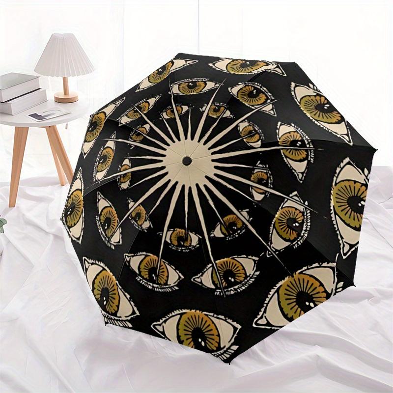 1pc Eyes Mandala Auto Open/Close Umbrella with Windproof, Functional Design, 8-Rib Sturdy Canopy
