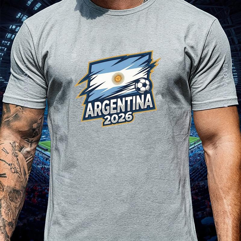 Unisex Unisex Argentina National Team Champion T Shirt High Deunisexd Tear Edge Sun Flag Side Soccer 2026 Graphic Cotton Fan Tshirt