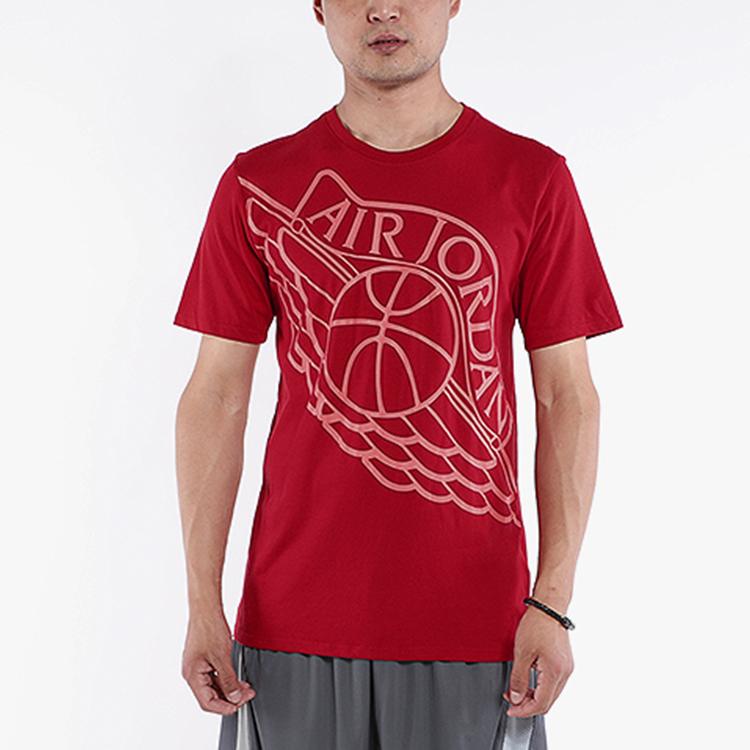 Jordan Air Wing Logo Sport Casual Short Sleeve T-Shirt Men Tops Red 748552-687