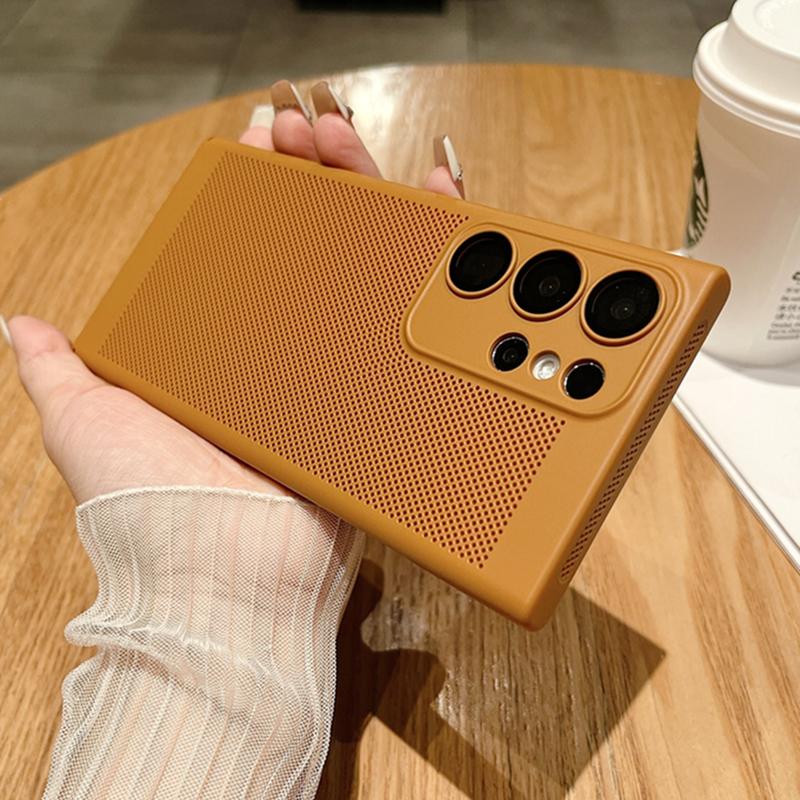 Mesh Heat Dissipation Breathable PC Case For Samsung S25 S24 S23 S22 S21 Plus Note 10 20 Ultra S20FE Ultra Thin Matte Hard Cover