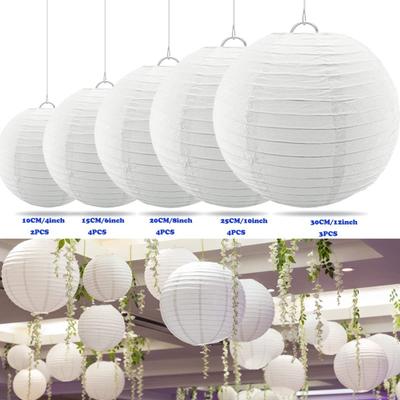20cm Birthday Wedding Round Chinese Decoration Mid Autumn Paper Lantern Indoor Hanging Lantern Ball Yellow White Orange Lantern