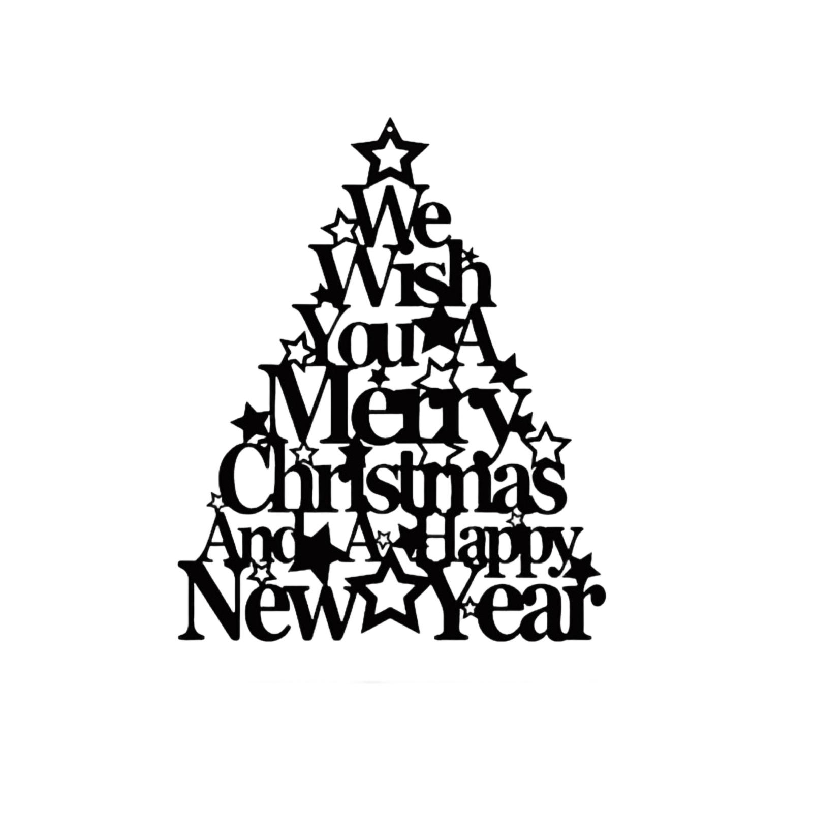 

Metal Wall Art Christmas Tree Silhouette We Wish You A Merry Christmas And A Happy New Year Metal Sign Holiday Decoration one size чорний