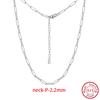 Effie Queen 925 Sterling Silver Paperclip Chain Choker Unisex Adjustable Paper Clip Chain Necklace High Quality DIY Jewelry SC89