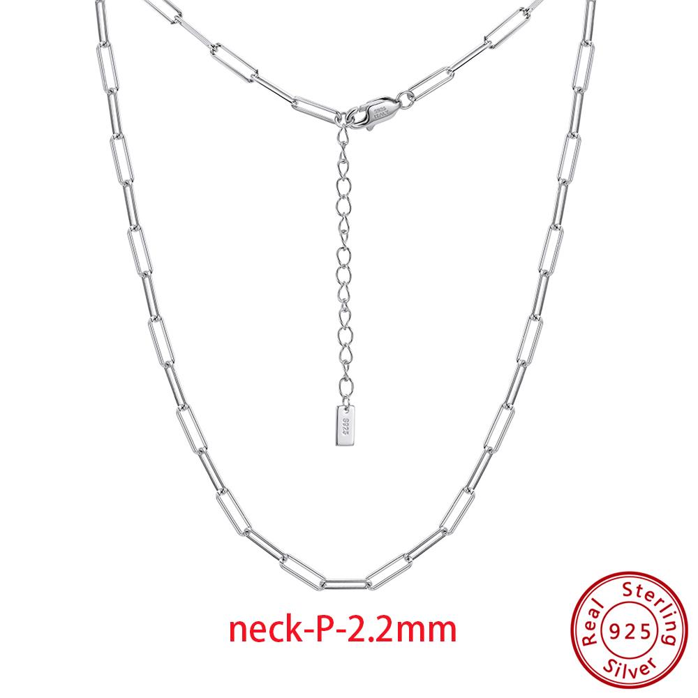 Effie Queen 925 Sterling Silver Paperclip Chain Choker Unisex Adjustable Paper Clip Chain Necklace High Quality DIY Jewelry SC89