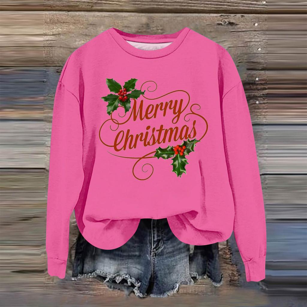 Women's Fashion Casual Long Sleeve Loose Christmas Printed Sweatshirt
