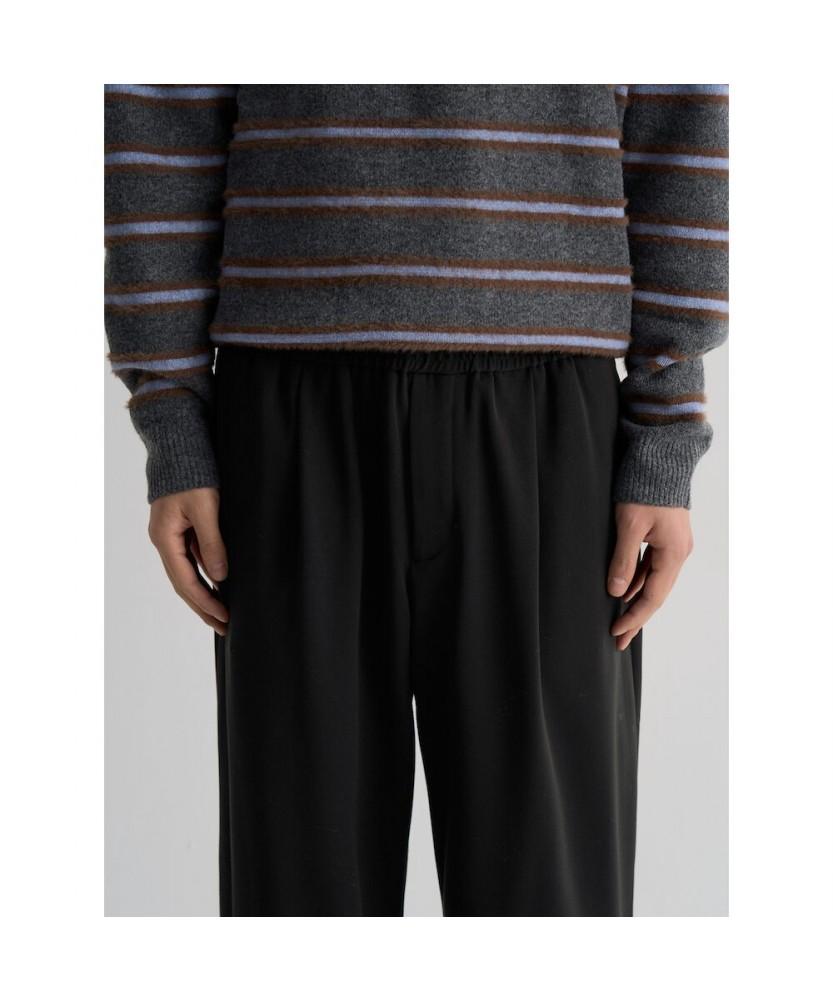 8SECONDS [Everyday Slacks] Semi-Wide Fit Spring Elastic Waist Slacks Black