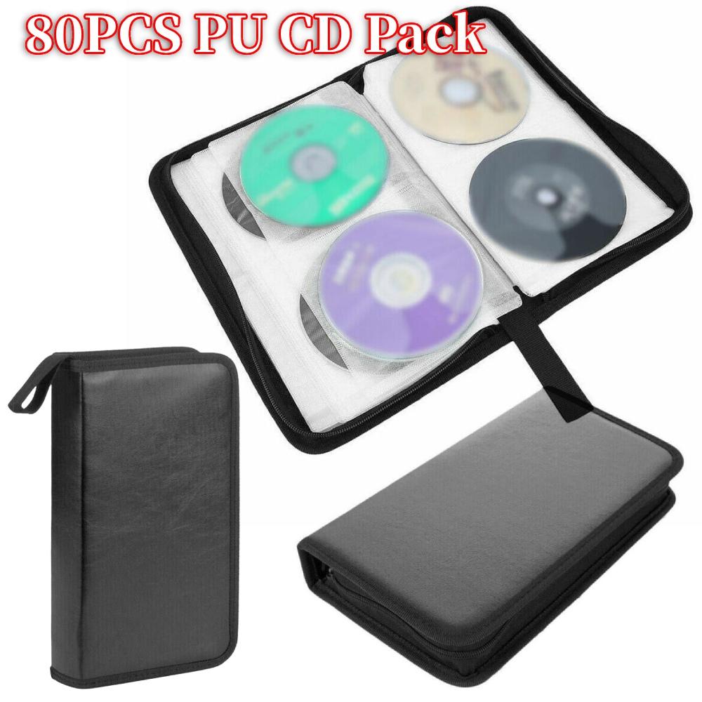 Portable Zipper DVD CD Holder 80pcs Capacity Storage Pouch Bag Dustproof Album Storage Sleeve Portable Disc CD VCD DVD Carry Bag