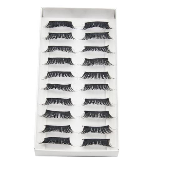 10Pairs False Eyelashes Thick Reusable Synthetic Fiber Naturals Cruelty-Free False Lashes for Daily Life