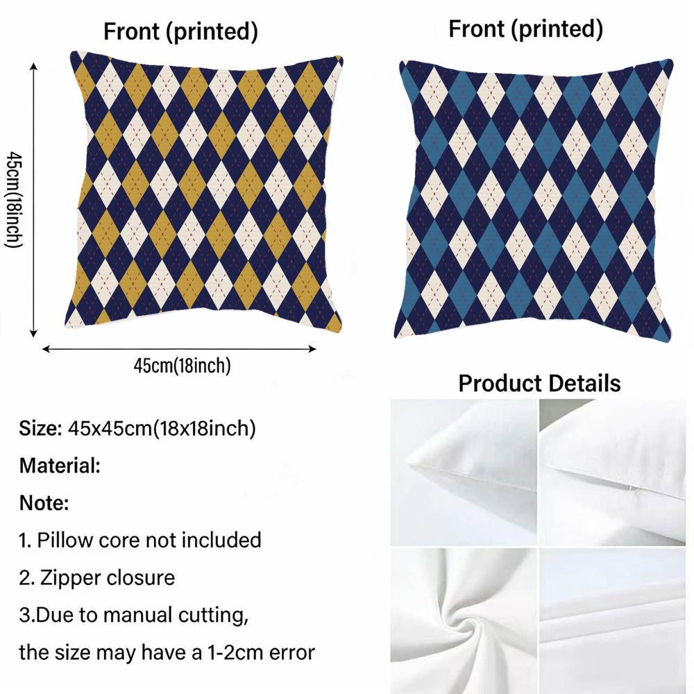 Cushion Cover Nordic Style Natural Linen Pillow Cover Durable Washable Pillowcase For Home Bedroom Sofa P-Rhombus Lattice