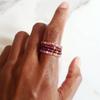 Anello Regolabile Vlen per Donna Tormalina Rosa Naturale Granato Perline Elastico Estensibile Impilabile Anelli da Dito Boho Gioiello Regalo