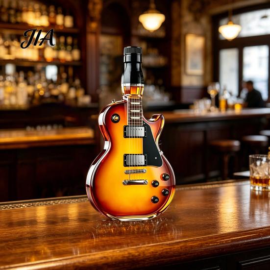 Decanter Retro in Vetro Borosilicato a Forma di Chitarra Decorativa, Grande Capacità, Tappo a Vite, Birra per Conservazione E