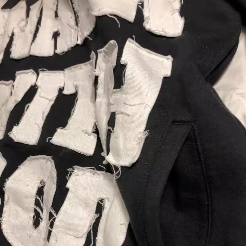 Unisex Y2K Hoodie mit großem Buchstaben-Appliké - Europäischer & Amerikanischer Hip-Hop-Stil