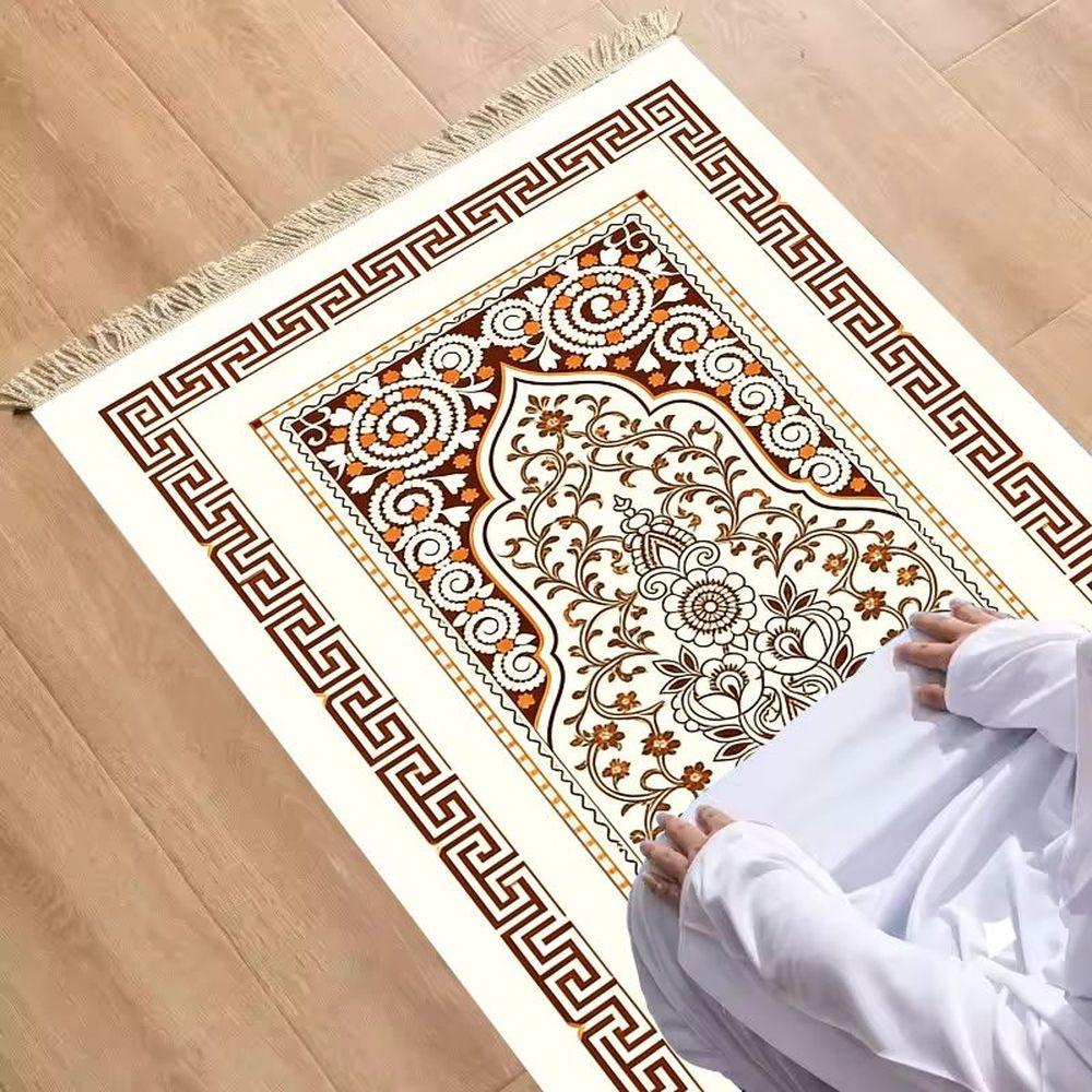 Ramadan Kareem Mat Luxury Gold Arch Prayer Rug for Daily Prayers