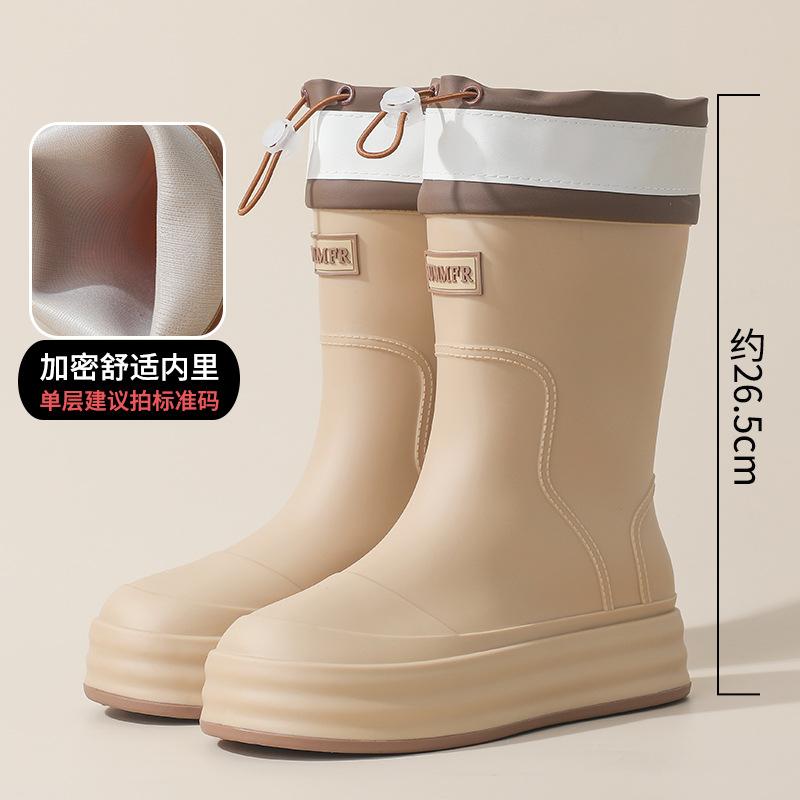 Women's thick-soled medium tube water shoes can be worn in all seasons, work shoes, car wash waterproof and non-slip indoor and outdoor rubber shoes