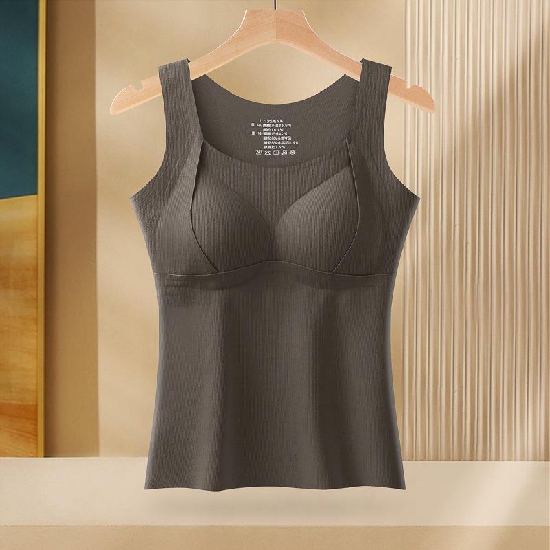 Women's Wool Silk Warm Vest with Chest Pad - No-Wear Style for Autumn/Winter, Thickened Base Layer, Outer/Inner Wear.