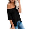 Women's Fashion Casual V-Neck Solid Color Flowy Loose Short-Sleeved T Shirt Top