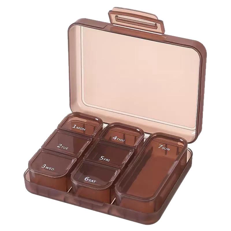 Compact 7-Grid Medicine Box: Sealed Weekly Travel Pill Organizer with 3-Grid Mini Compartment