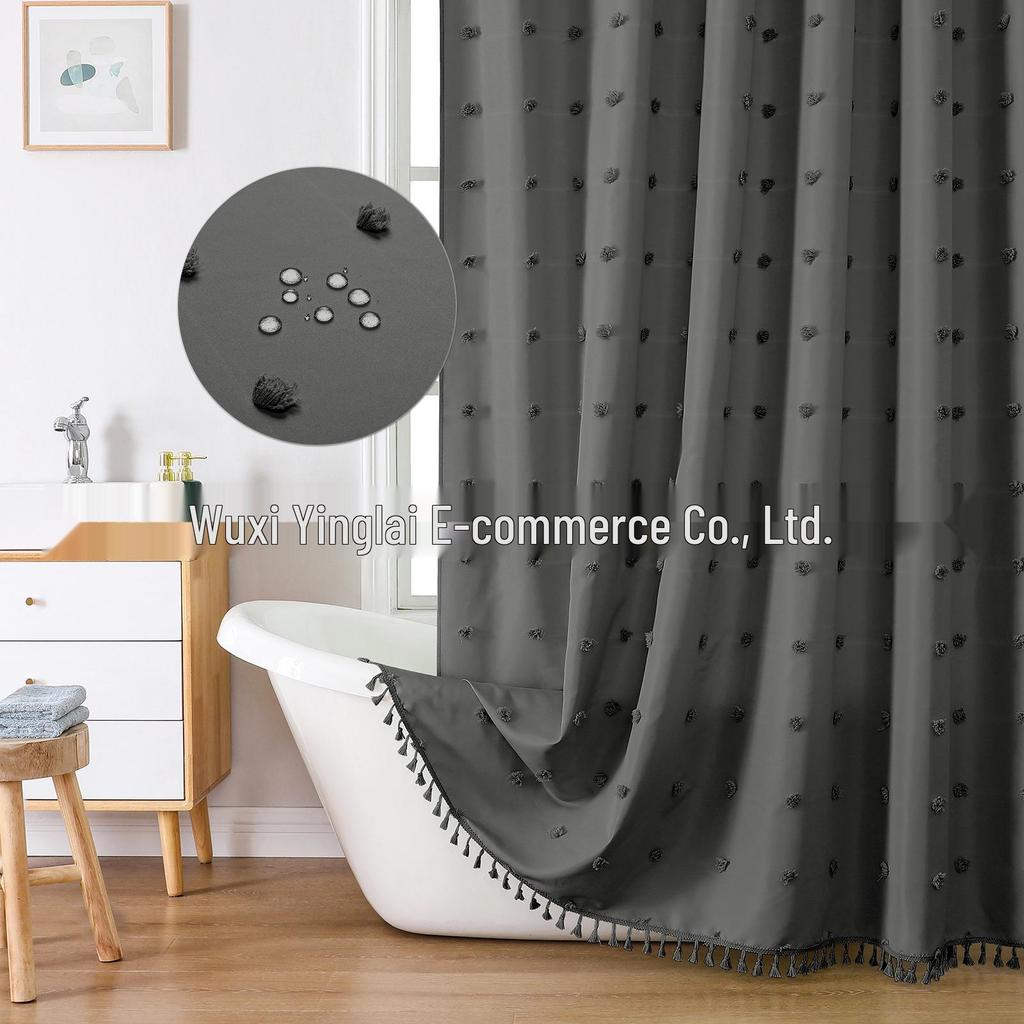 TEMU Hydrangea Polyester Shower Curtain - 3D Jacquard Design