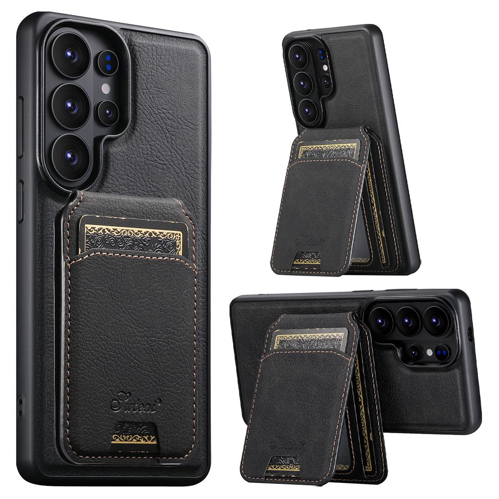 2 In 1 Detachable Lychee Grain Magnetic Leather Phone Case for Samsung S26 Ultra S25 Plus S24 S23 S22 Wireless Charging Cover