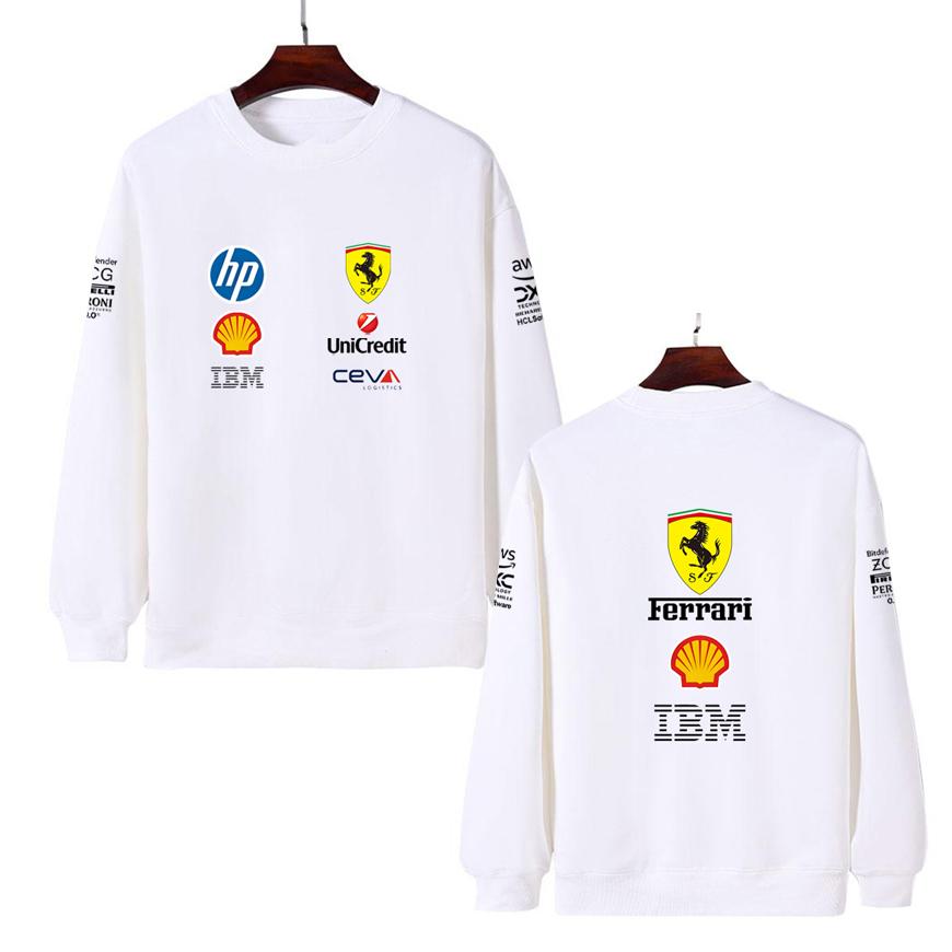 Unisex Men Women Thicken Autumn and Winter F1 Ferrari Racing Print Crewneck Sweatshirt Casual Loose Long Sleeve Pullover Sport Streetwear
