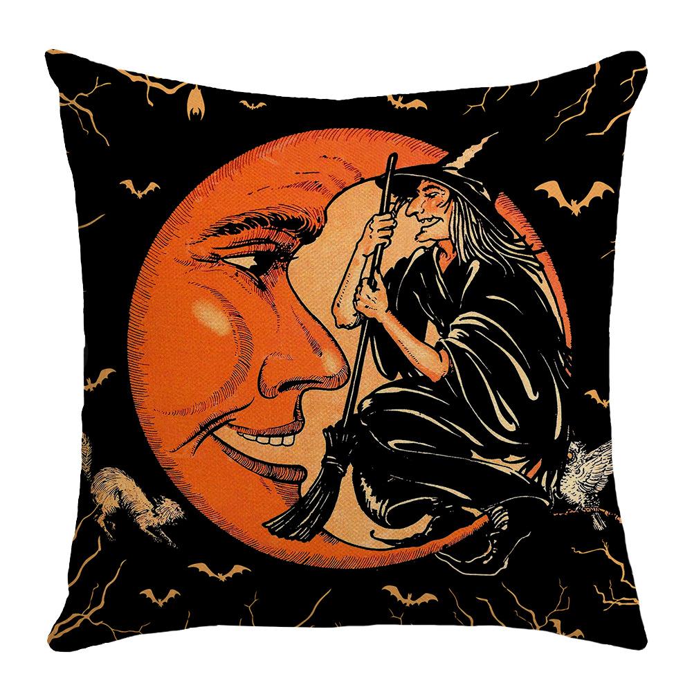 New Halloween Series Pillows Ghost Witch Linen Material Halloween Sofa Bedroom Decoration