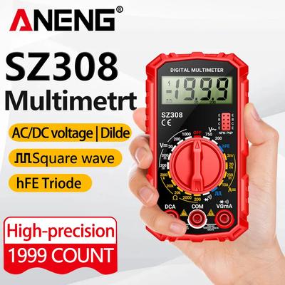 2026 Multifunctional Digital Multimeter AC/DC Current Voltage Resistance Meter Meter Electrician LCD Backlight Ohm Square Wave Test Tools SZ308